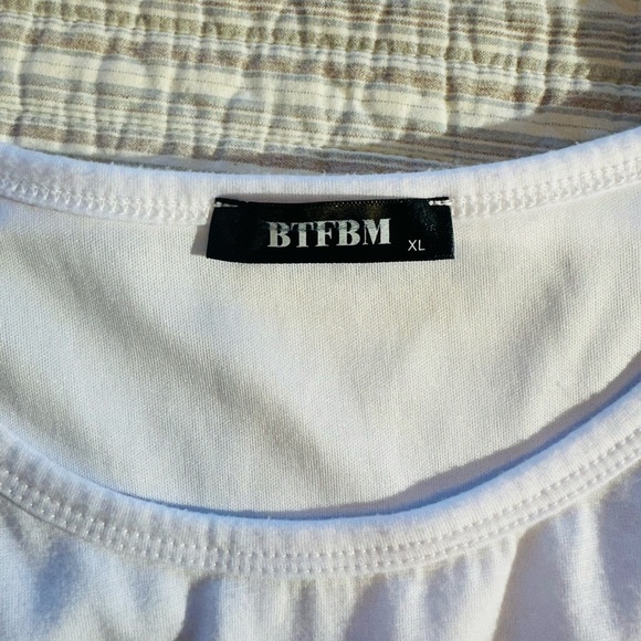 BTFBM White Ruched Side Fitted Tank Dress, Size XL - Picture 10 of 10